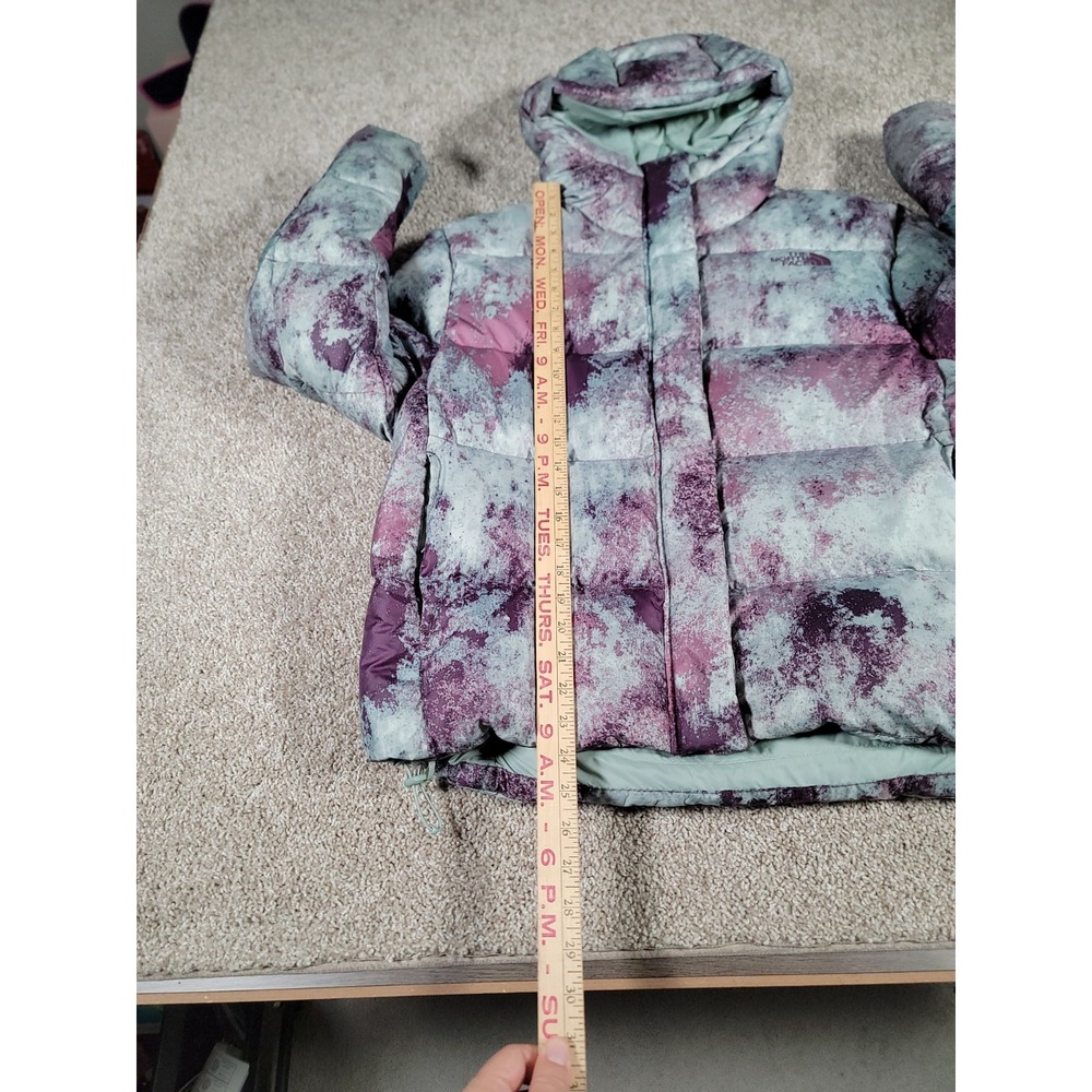 The North Face Puffer Jacket Womens Large Goose Down 700 Fill Hooded Ski Printed - Picture 16 of 16
